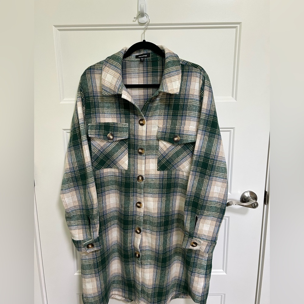 Mittoshop Forest Green and Beige Plaid Shirt